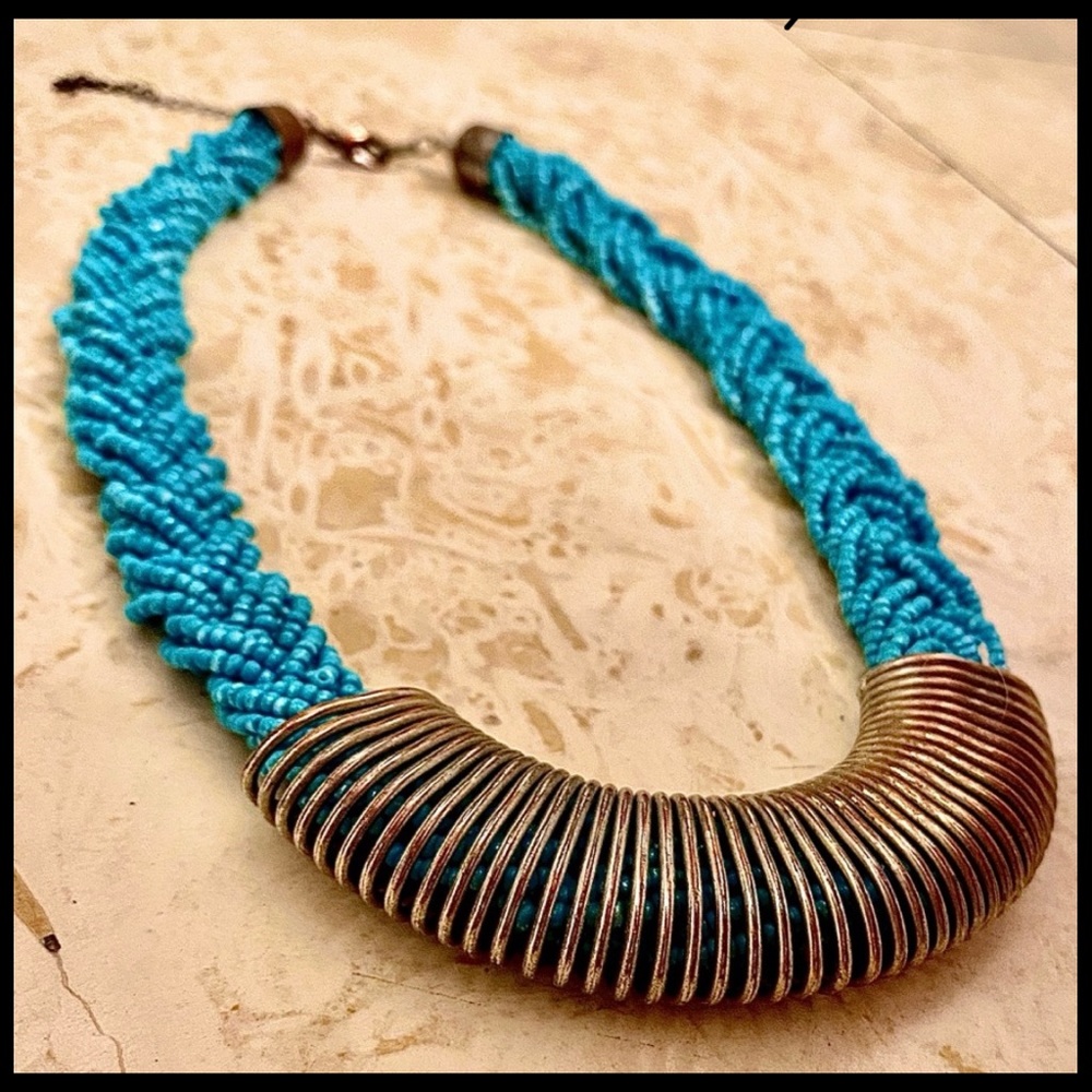 Anthropologie Turquoise/wire wrapped necklace